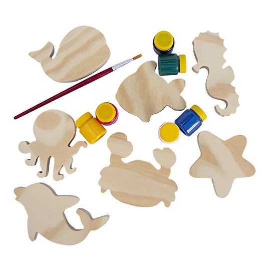 Kit Fundo do Mar para Colorir em MDF + Tinta e Pincel