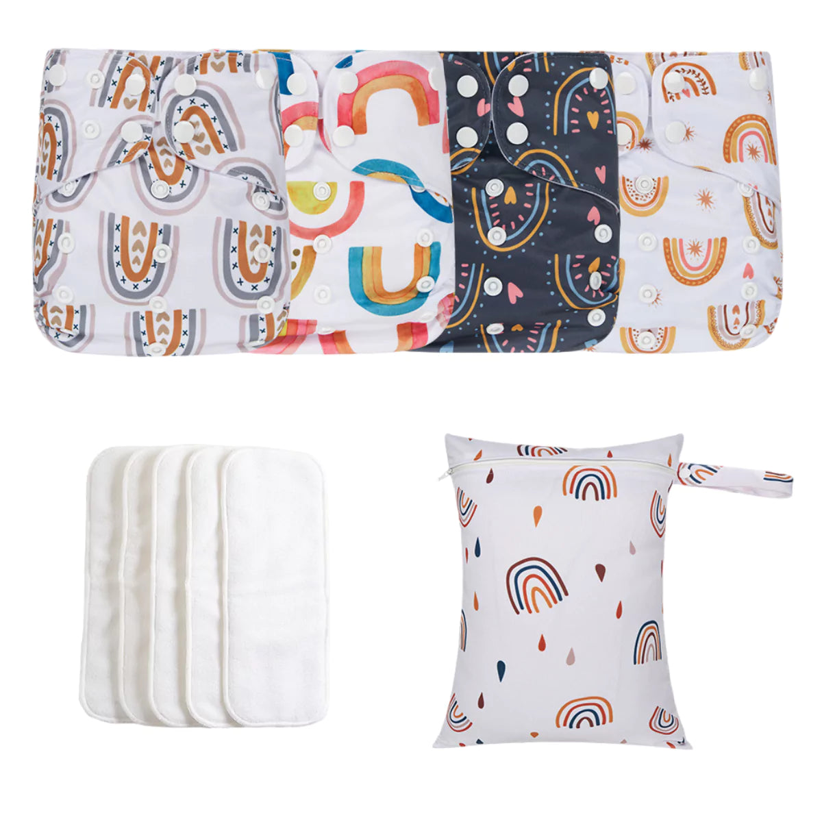 Kit 4 Fraldas Ecológicas de Pano Reutilizáveis e Reguláveis para Bebê