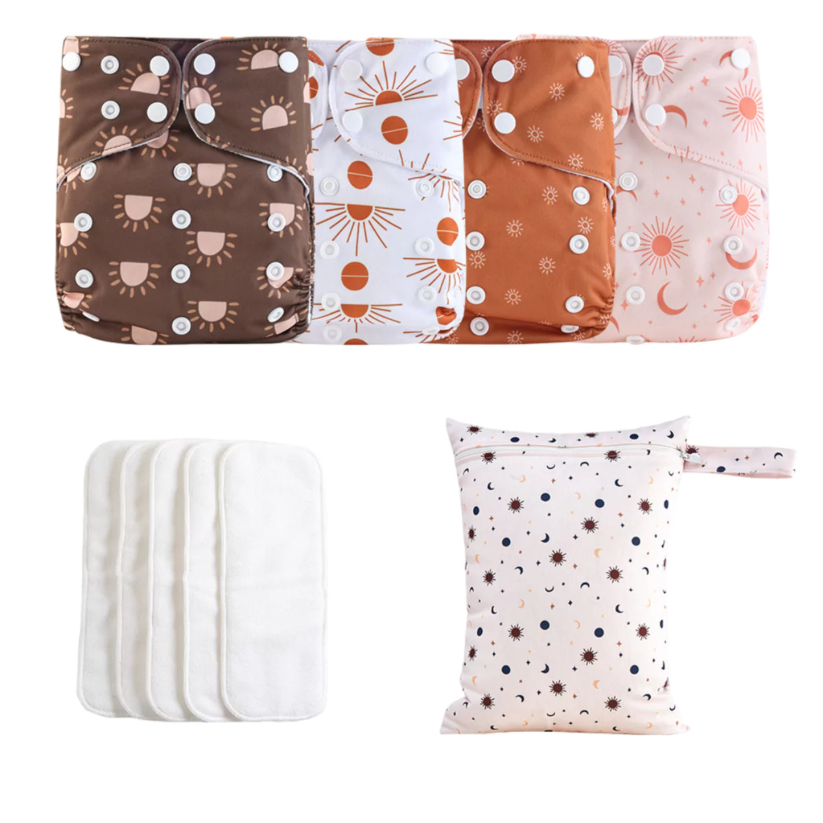 Kit 4 Fraldas Ecológicas de Pano Reutilizáveis e Reguláveis para Bebê