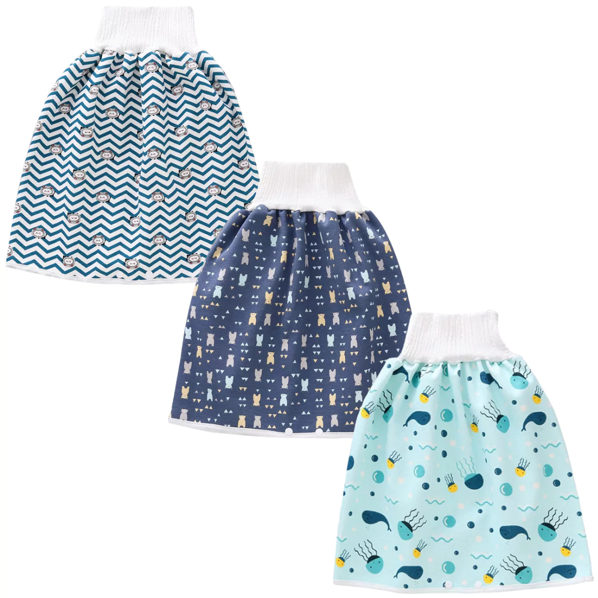 Kit 3 Saias Absorventes para Desfralde Infantil Reutilizável e Confortável