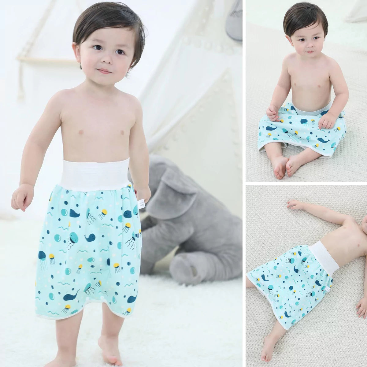 Kit 3 Saias Absorventes para Desfralde Infantil Reutilizável e Confortável