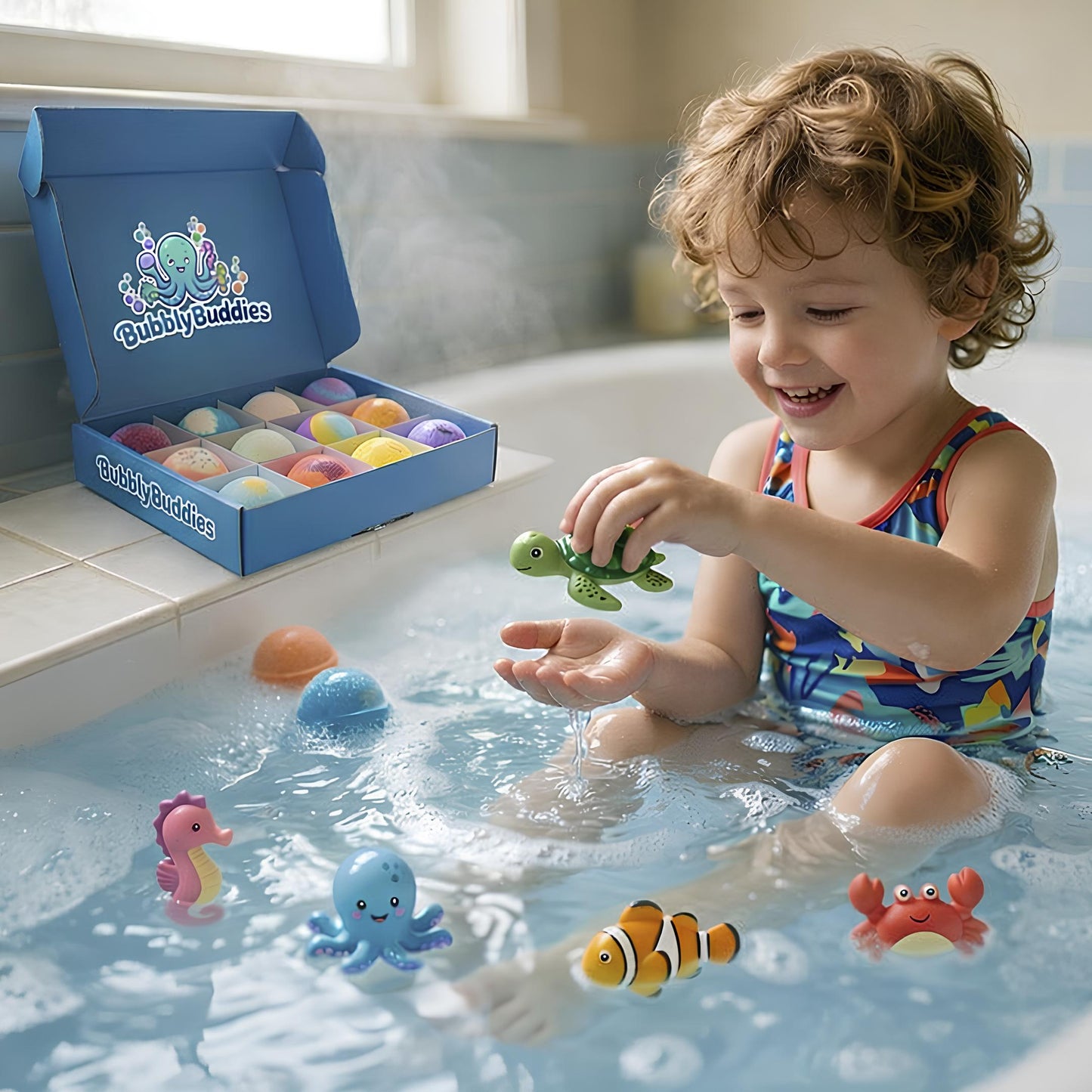 caixa com 12 bombas de banho surpresa oceânicas