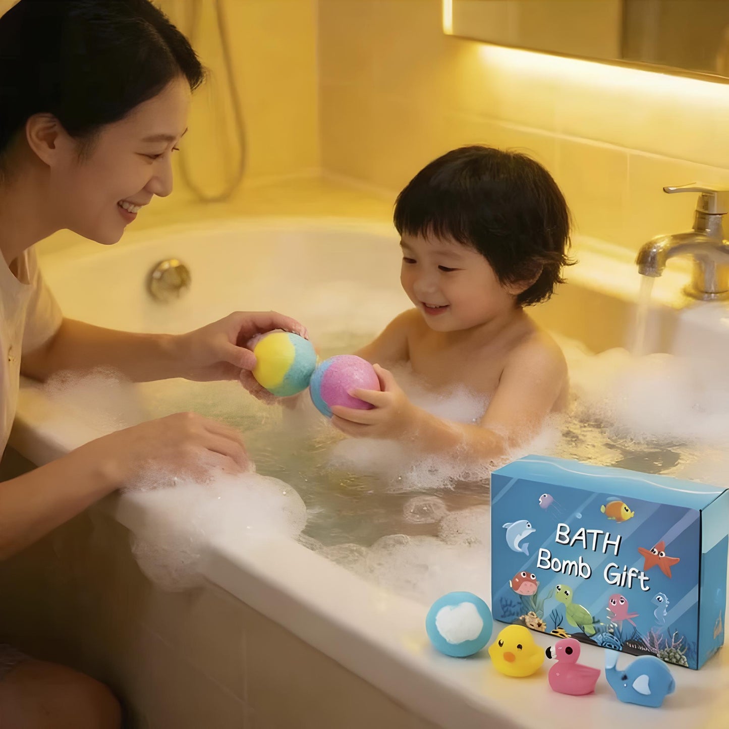 caixa com 12 bombas de banho surpresa oceânicas